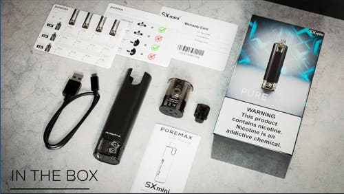 SXmini PureMax Pod Vape Kit - What's in the box?