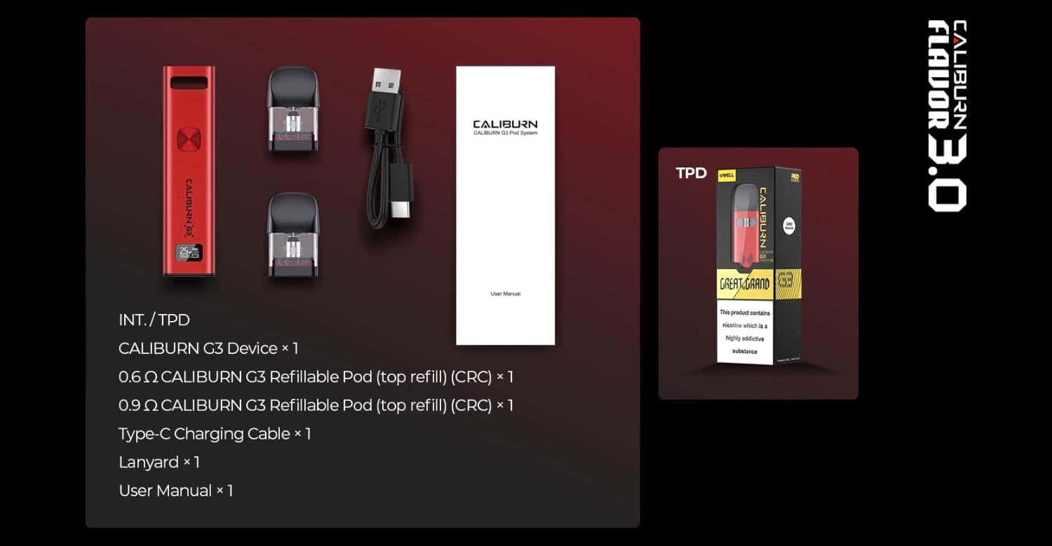Uwell Caliburn G3 Pod Vape Kit - What's in the box?