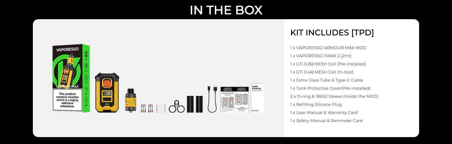 Vaporesso Armour Max 220w Kit - What's in the box?