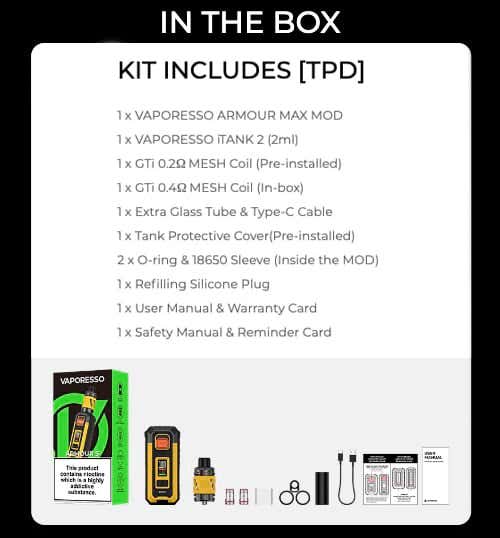 Vaporesso Armour Max 220w Kit - What's in the box?