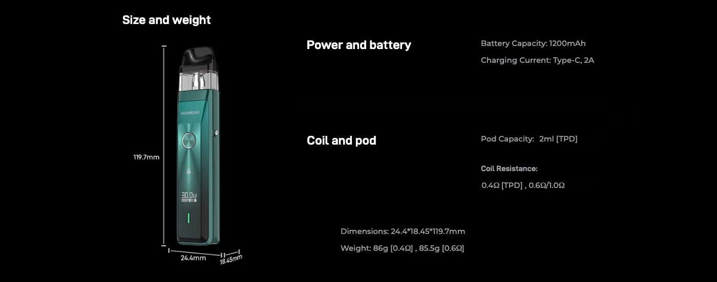 Vaporesso XROS Pro Pod Vape Kit - Specifications