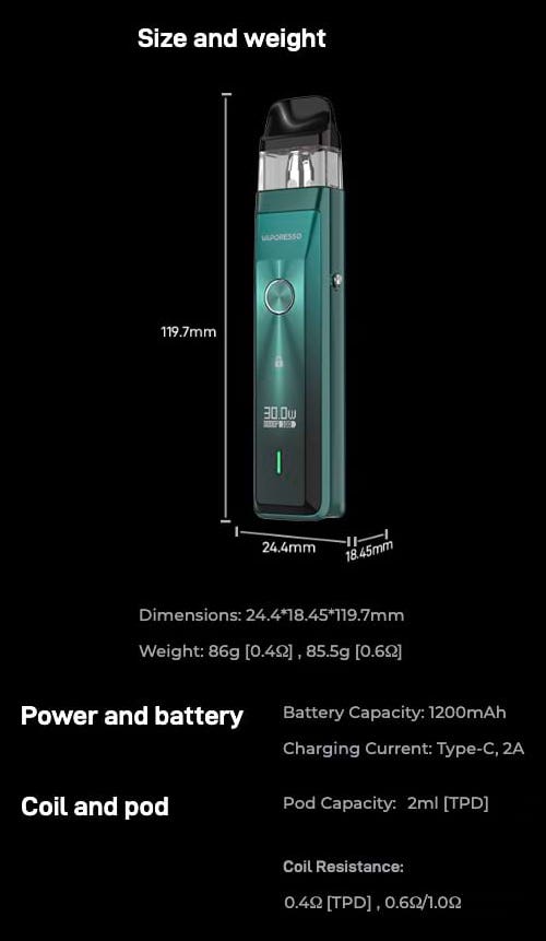 Vaporesso XROS Pro Pod Vape Kit - Specifications
