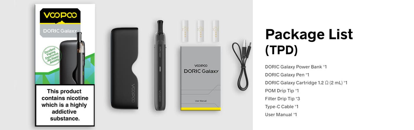 VooPoo Doric Galaxy Pod Kit - What's in the Box