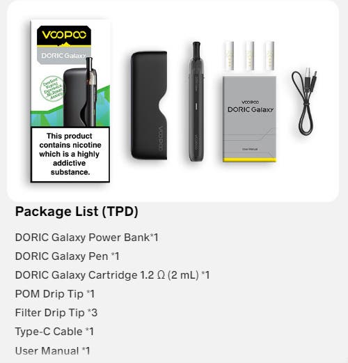 VooPoo Doric Galaxy Pod Kit - What's in the Box