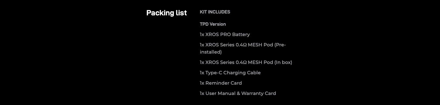 Vaporesso XROS Pro Pod Kit - What's in the box?