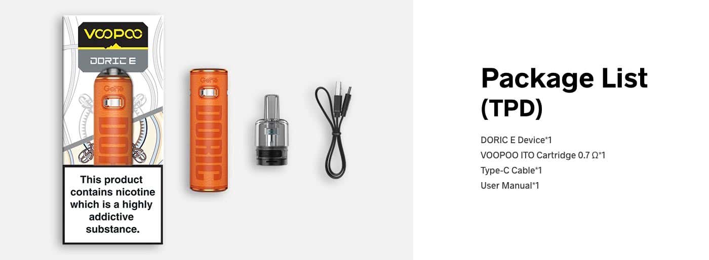 VooPoo Doric E Pod Vape Kit - What's in the box?