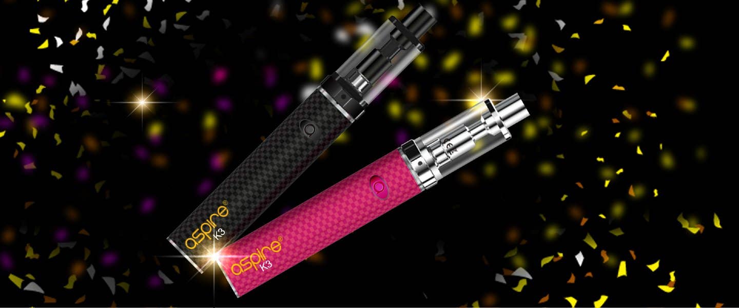 Black or Pink Aspire K3 Quick Start Kit in a pen style.