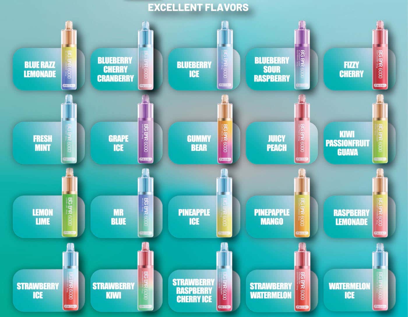 FEOBA Big Bar 6000 Disposable Vape Kit - Twenty Unique Flavours in Exquisite Combinations