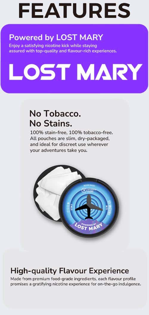 Lost Mary Airplane Mode Nicotine Pouches - Key Features