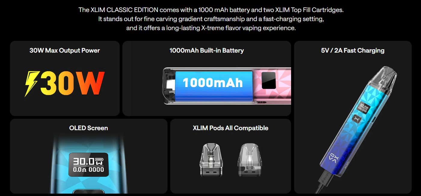 Oxva Xlim Classic Edition Pod Kit - Key Features