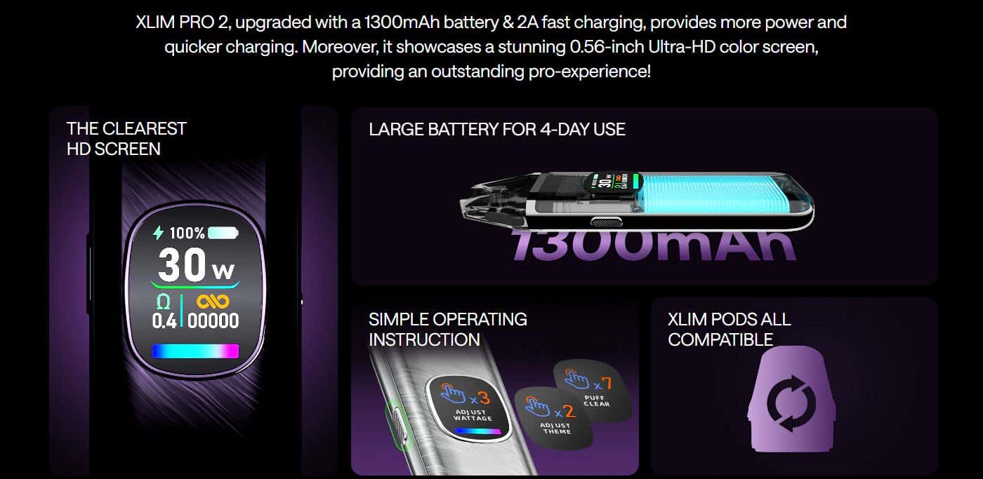Oxva Xlim Pro 2 Pod Vape Kit - Key Features