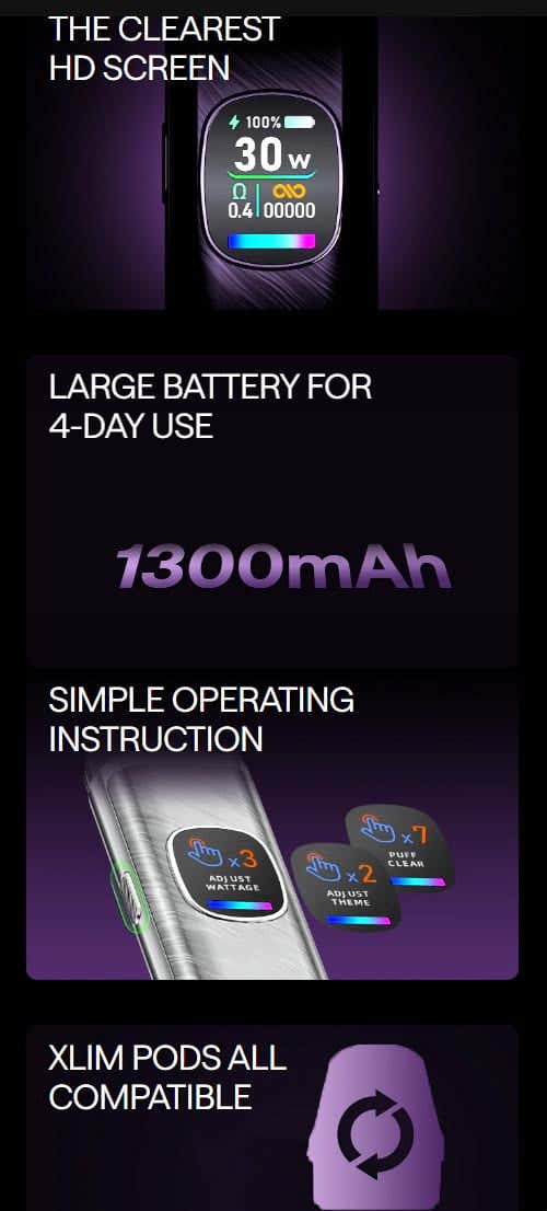 Oxva Xlim Pro 2 Pod Vape Kit - Key Features