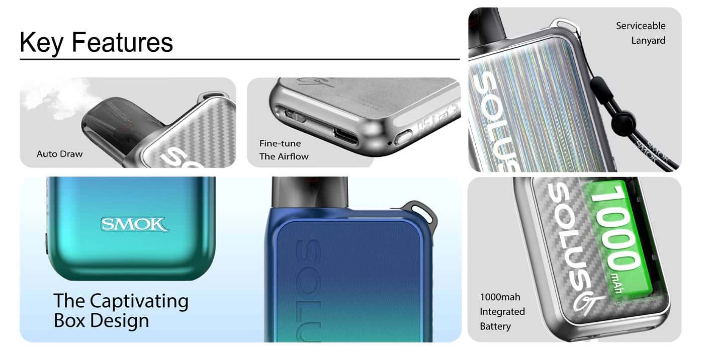 SMOK Solus GT Box Pod Vape Kit - Key Features