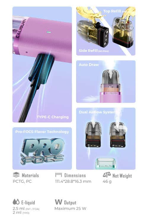 Uwell Caliburn G3 Lite Pod Vape Kit - Key Features and Design