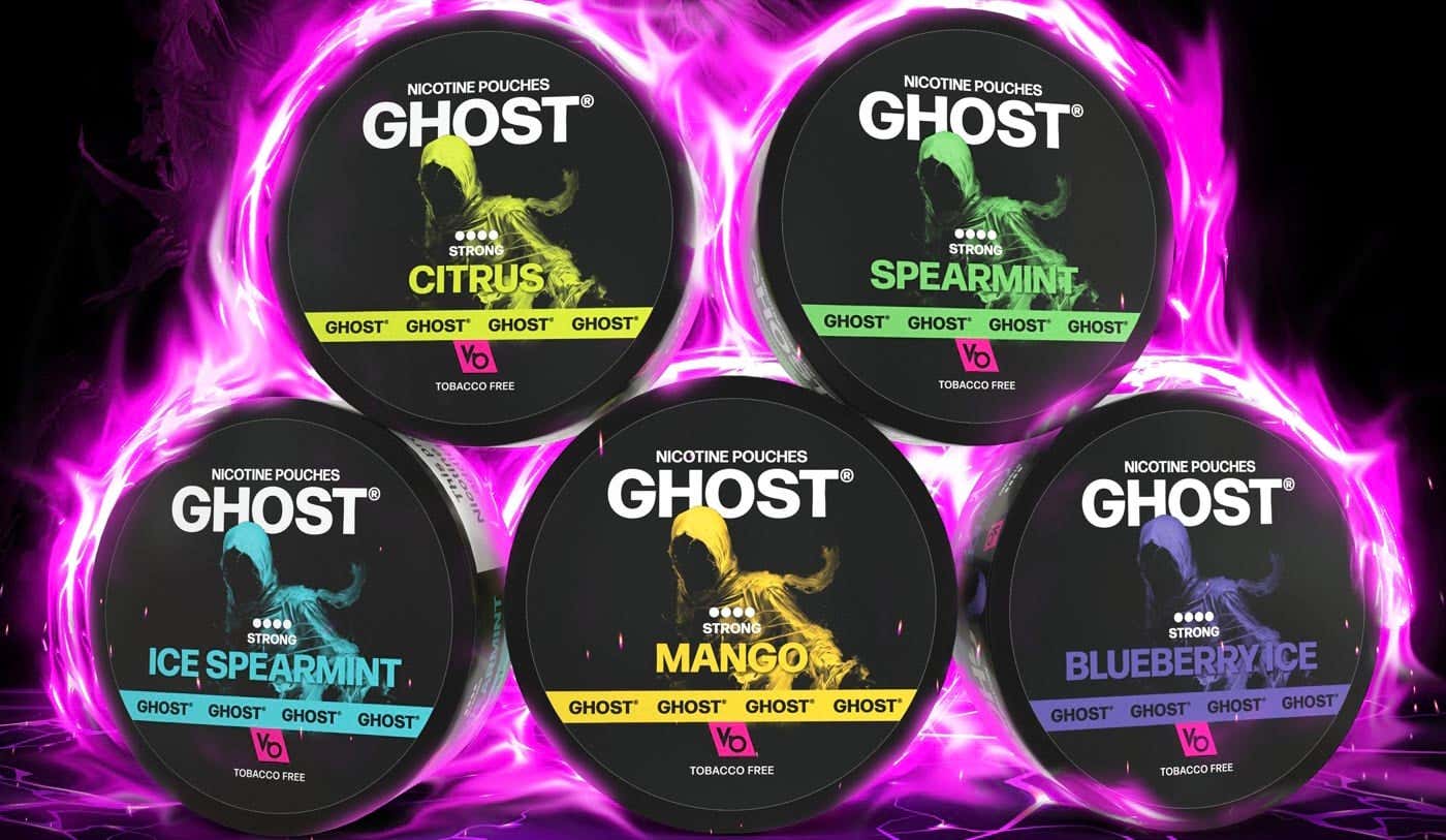Vapes Bars Ghost Nicotine Pouches - 5 Amazing Flavours, Each with 3 Nicotine Strengths
