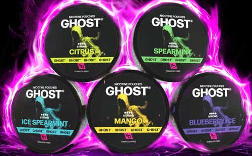 Vapes Bars Ghost Nicotine Pouches - 5 Amazing Flavours, Each with 3 Nicotine Strengths