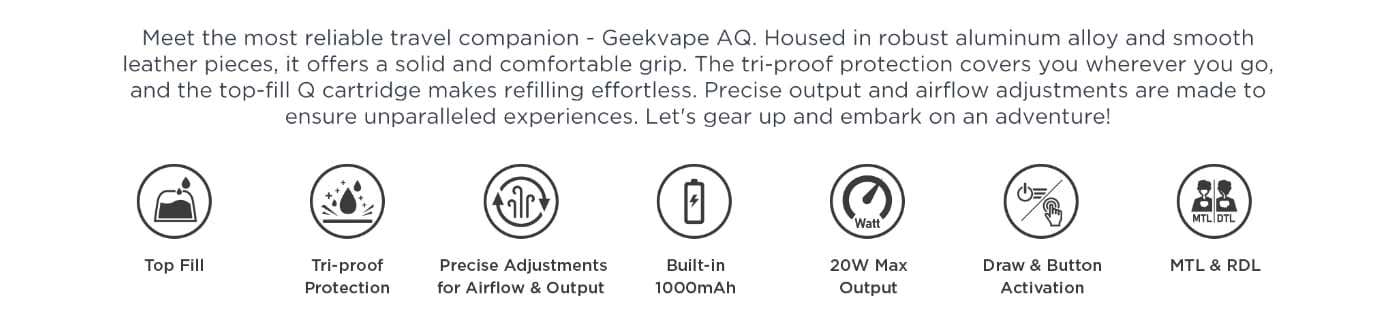 Geekvape AQ (Aegis Q) Pod Vape Kit - Highlights and features