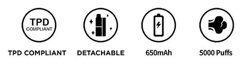 Geekvape Popvibe V5000 Big Puff Disposable Pod Vape Kit - Key features