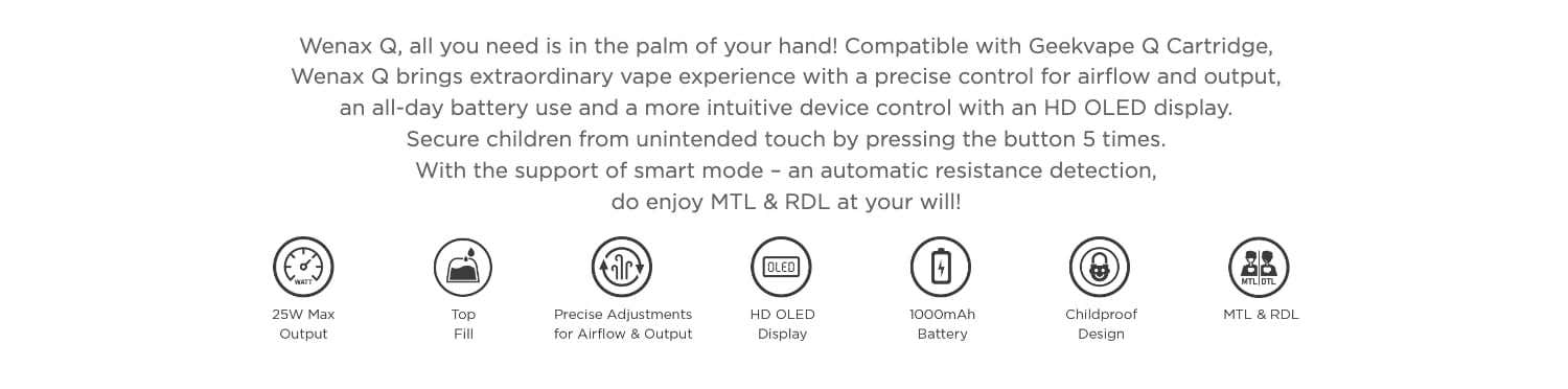 Geekvape Wenax Q Pod Vape Kit - Key features