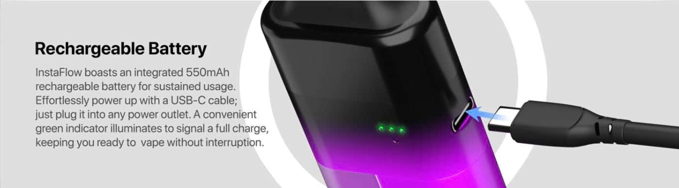 Instafill Instaflow 5000 Refillable Disposable Vape Kit - Rechargeable 550 mAh Battery