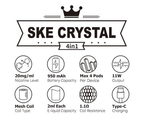 SKE Crystal 4in1 Disposable Pod Kit - Key features and highlights