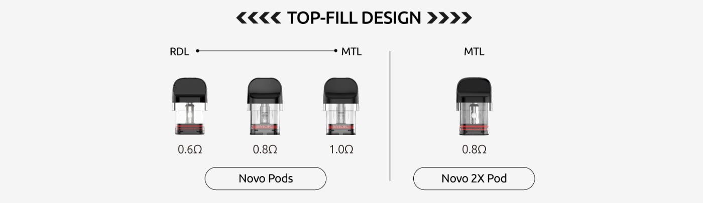 SMOK Novo Replacement Pods - Top-Fill Design