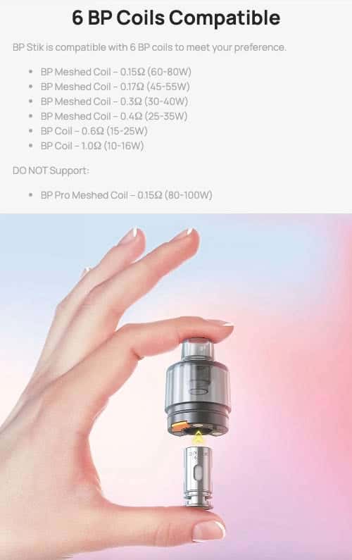 Aspire BP Stik Pod Vape Kit - 6 BP coil compatible