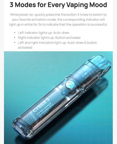 Aspire Cyber S Pod Vape Kit - 3 modes for every vaping mood