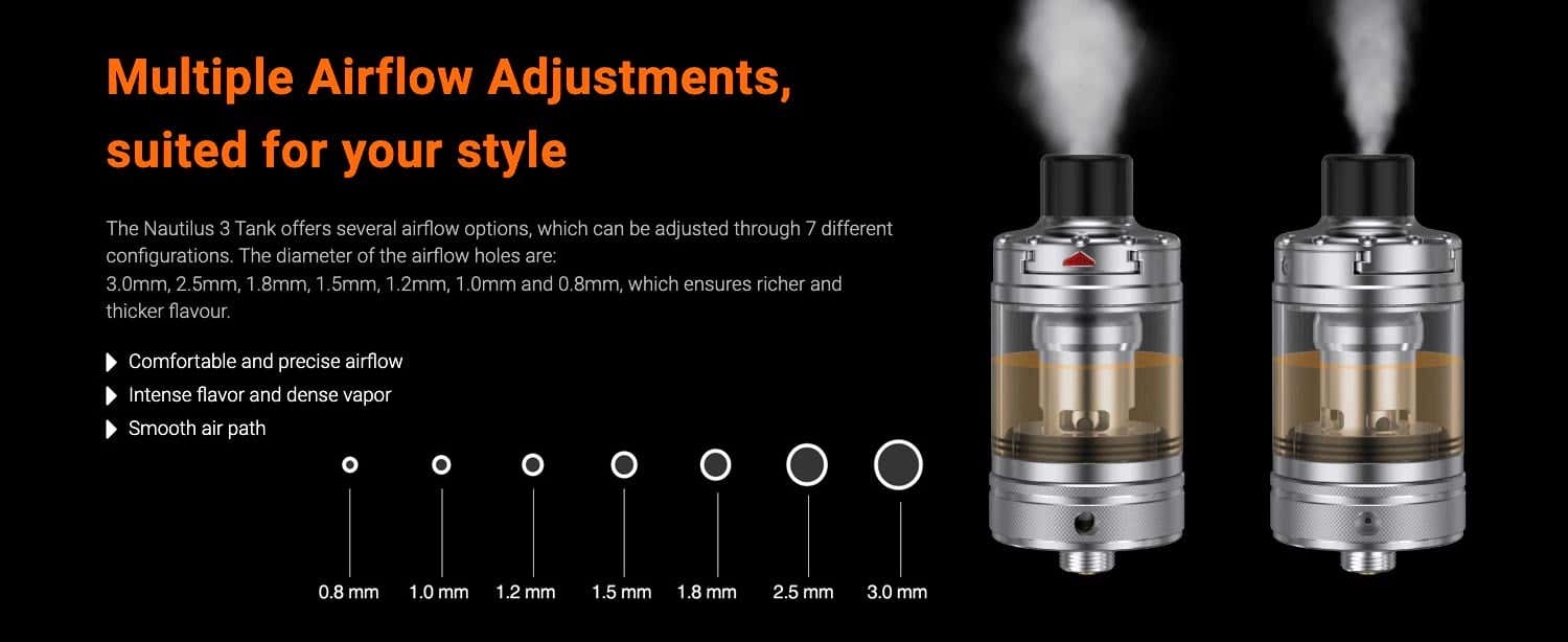 Aspire Nautilus 3 Tank - Multiple airflow adjustments