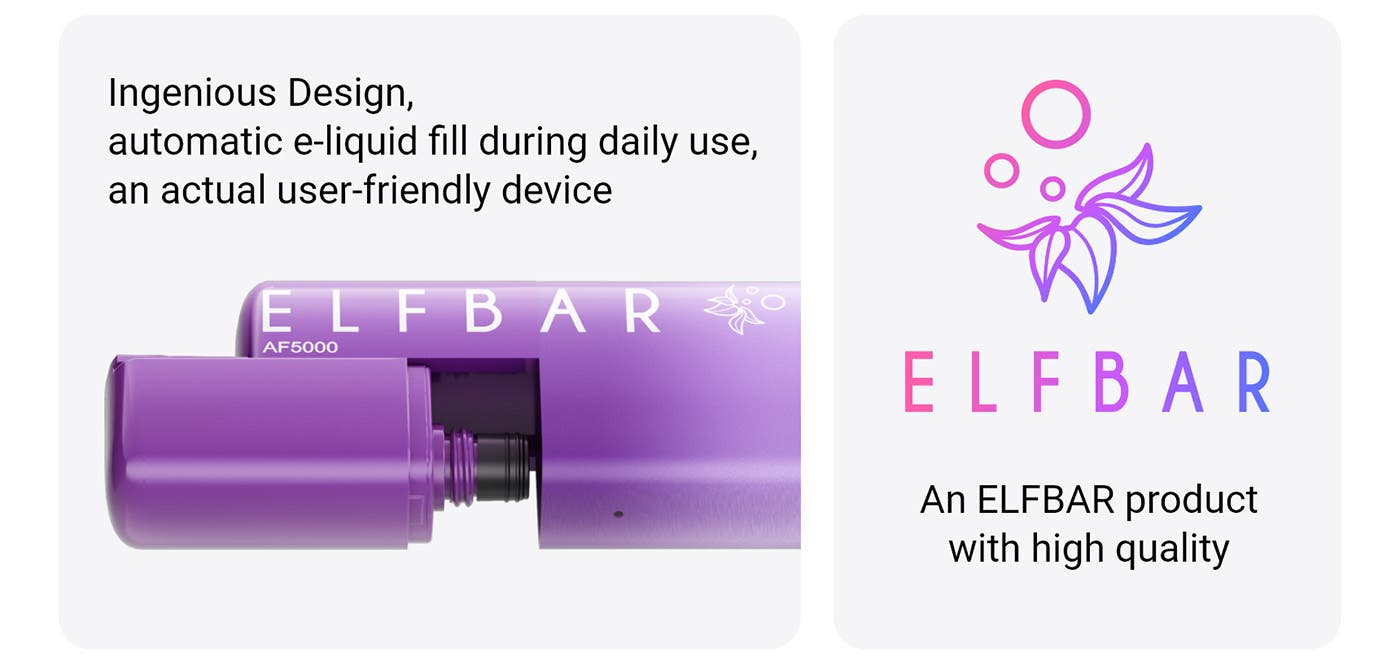 Elf Bar AF5000 Disposable Kit - Ingenious design, automatic e-liquid fill during daily use