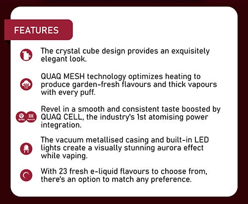 Elf Bar Crystal CR600 Disposable Kit - Features and highlights