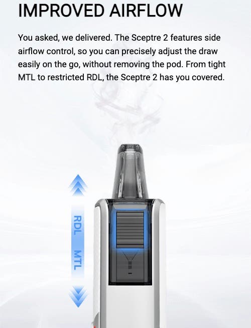 Innokin Sceptre 2 Pod Vape Kit - Improved side airflow