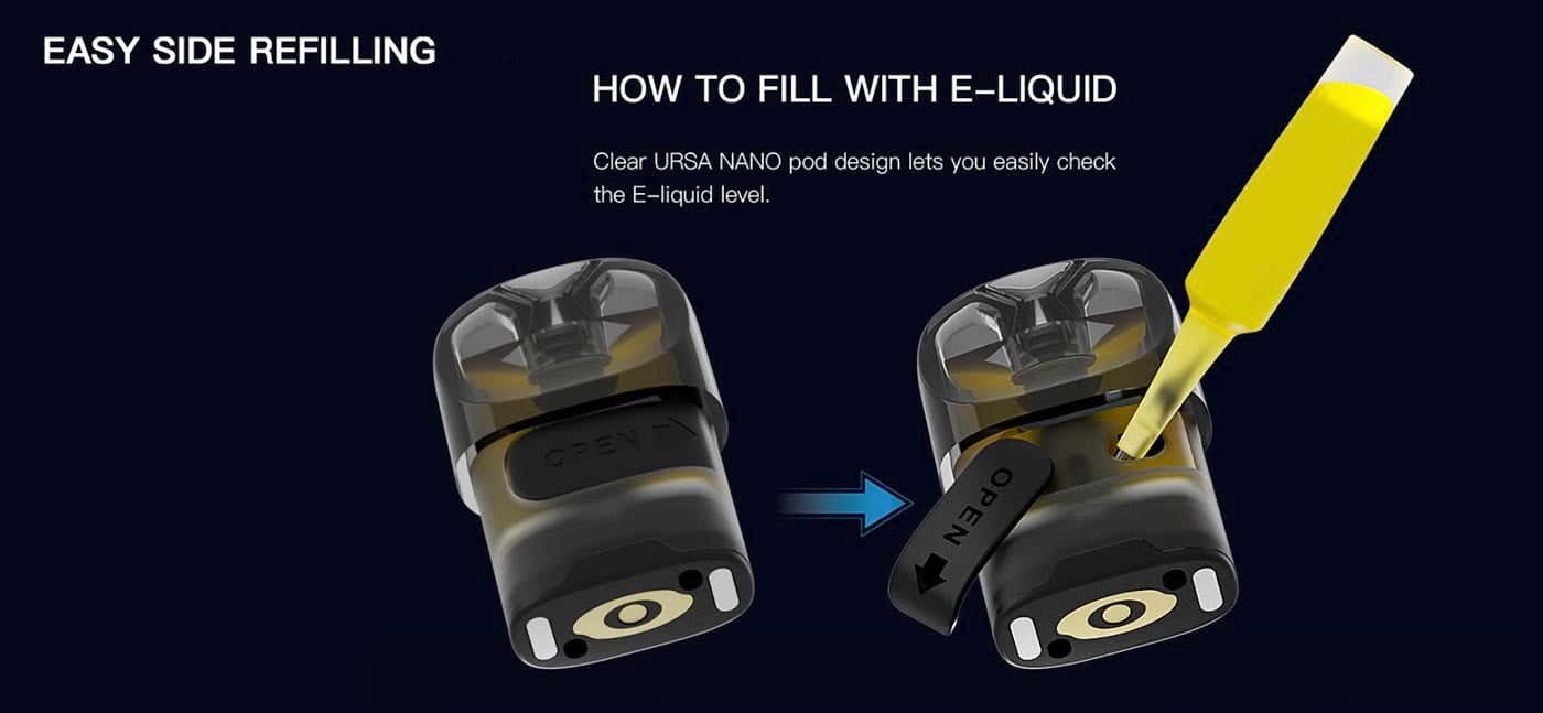Lost Vape Ursa Nano Pro Pod Vape Kit - Ursa Nano pod refill instructions