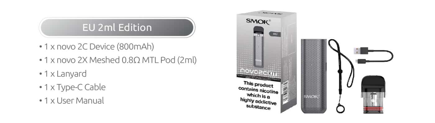 Smok Novo 2C Pod Vape Kit - What's in the box?