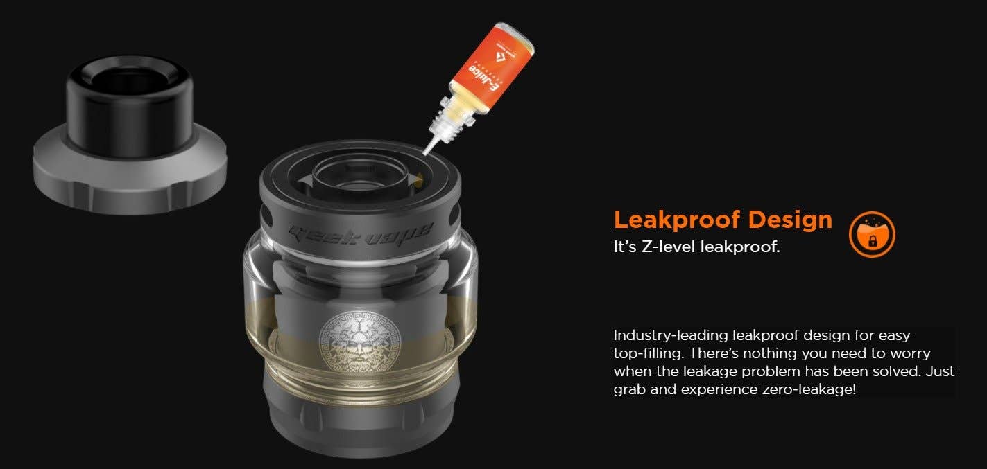 Geekvape Z Max Tank The leak-proof design stops the worry of a leaking tank.