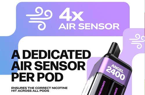 Angel 2400 Rechargeable Disposable Pod Kit - A Dedicated Air Sensor Per Pod