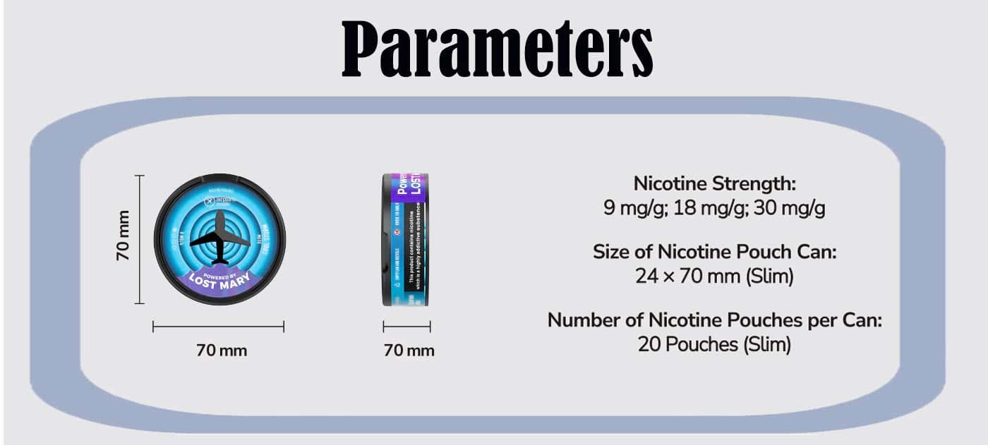 Lost Mary Airplane Mode Nicotine Pouches - Specificatons
