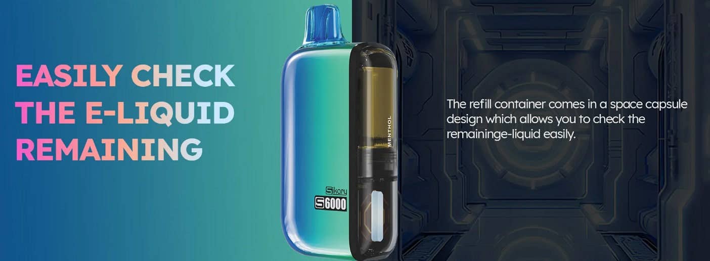 SKE Sikary S6000 Disposable Vape Kit - Easily Check the E-Liquid Remaining