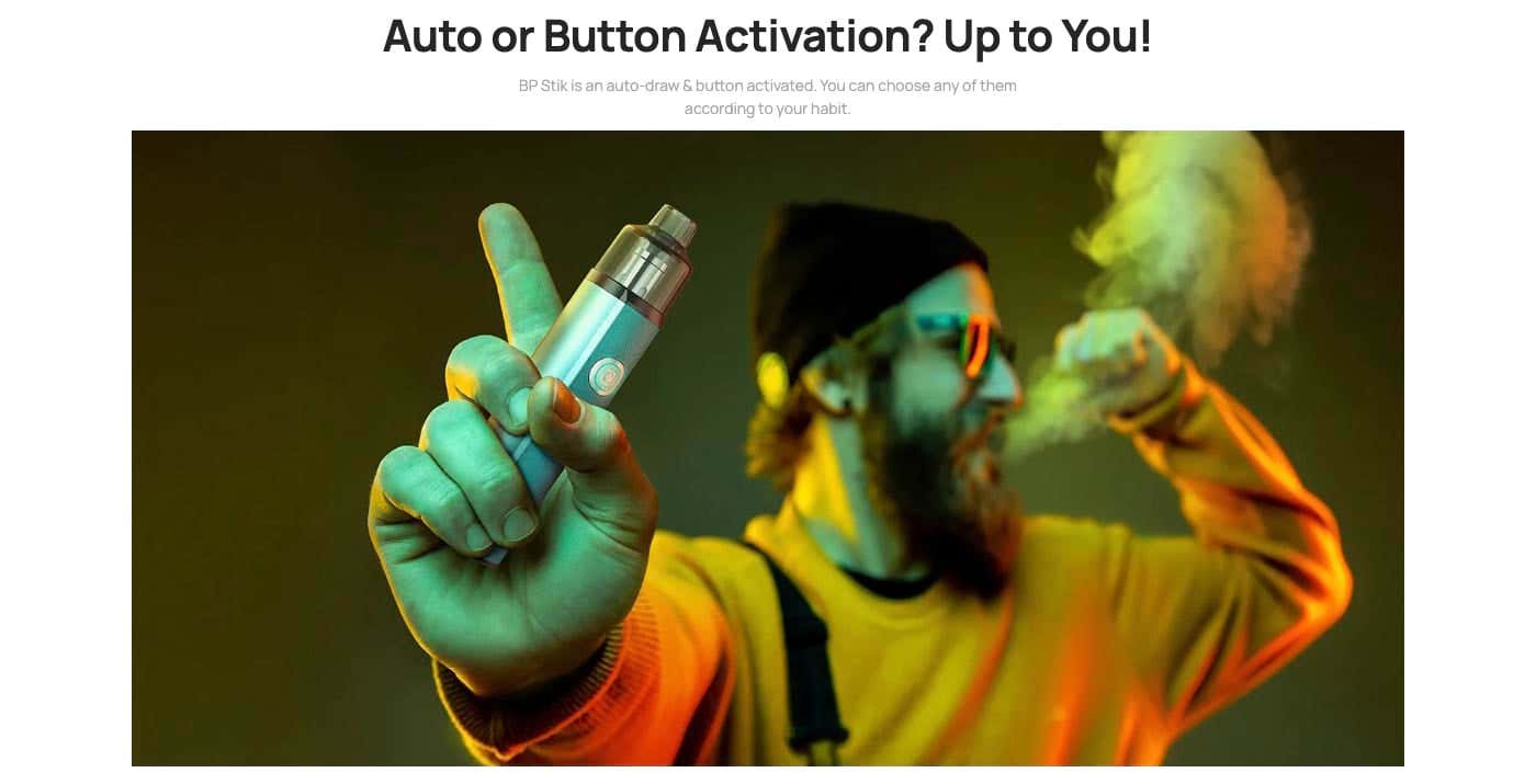 Aspire BP Stik Pod Vape Kit - Auto or button activation? Up to you!