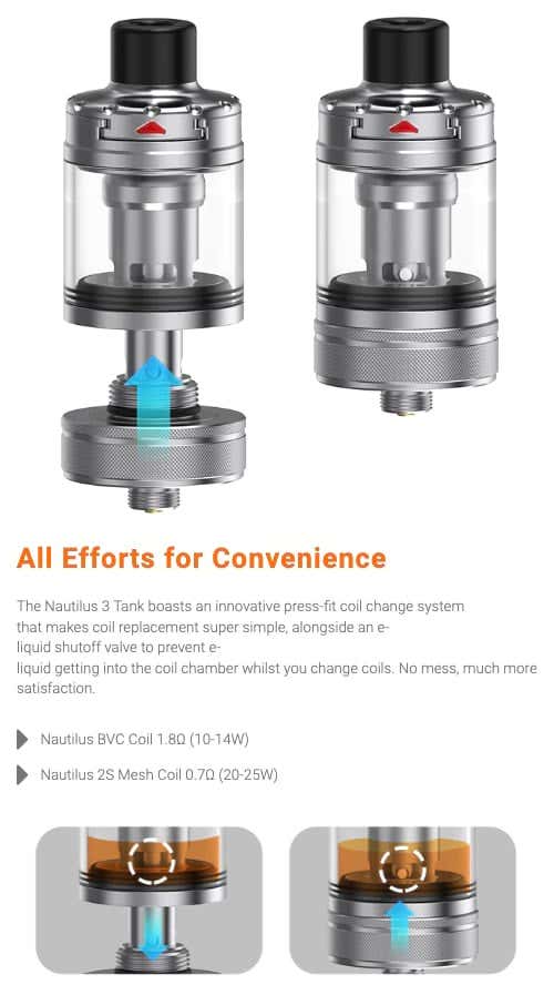 Aspire Nautilus 3 Tank - All efforts for convenience