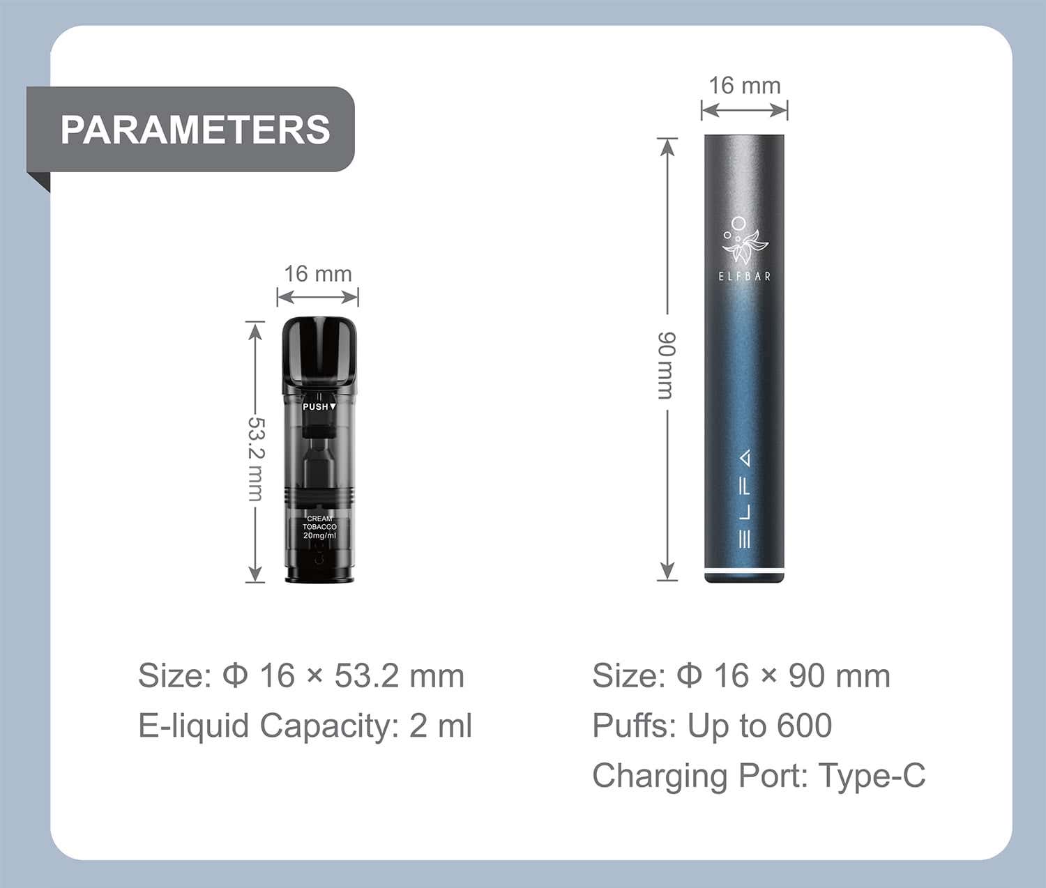 Elf Bar Elfa PRO Prefilled Pods - Parameters