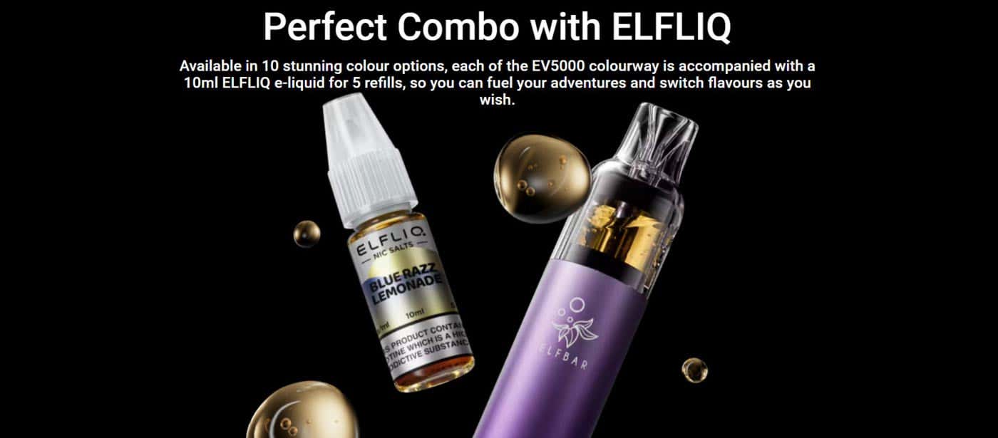 Elf Bar EV5000 Refillable Disposable Kit - Perfect Combo with ElfLiq E-liquid