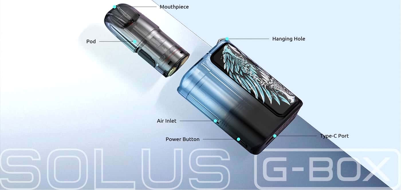 Smok Solus G-Box Pod Vape Kit - Exploded view of components