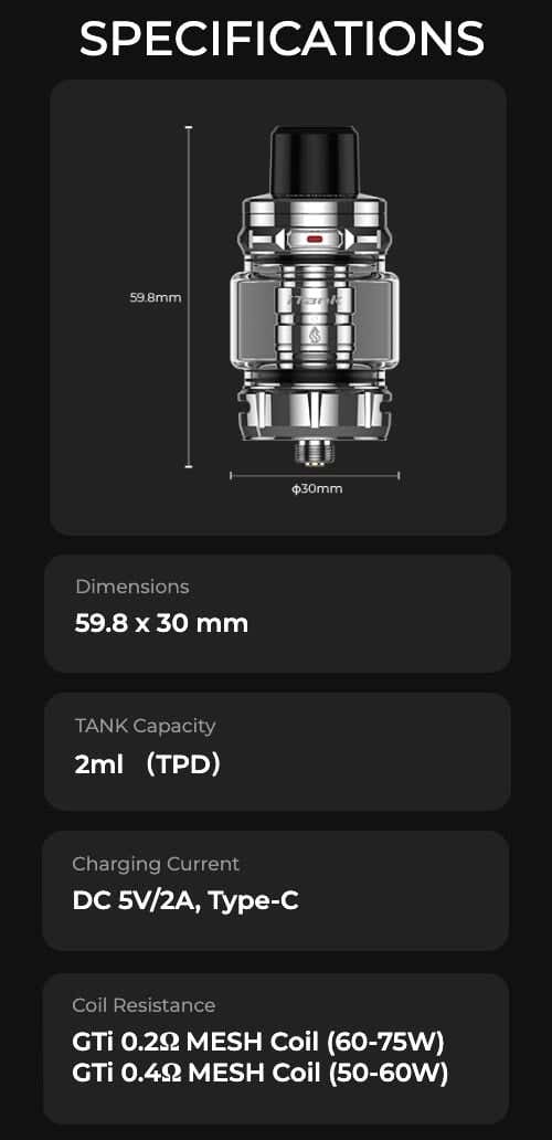 Vaporesso iTank 2 - Specifications