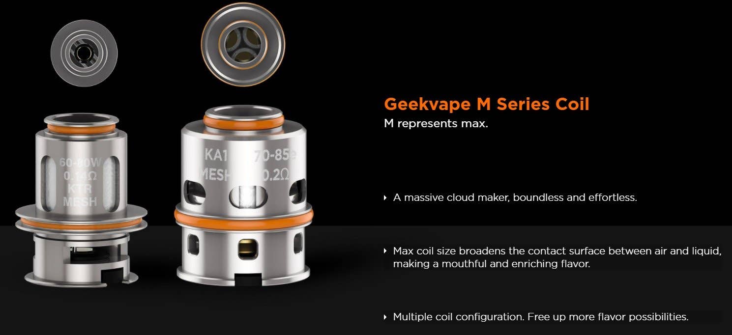 Geekvape Z Max Tank The Geekvape M Series coil features very strong flavour and multiple options.