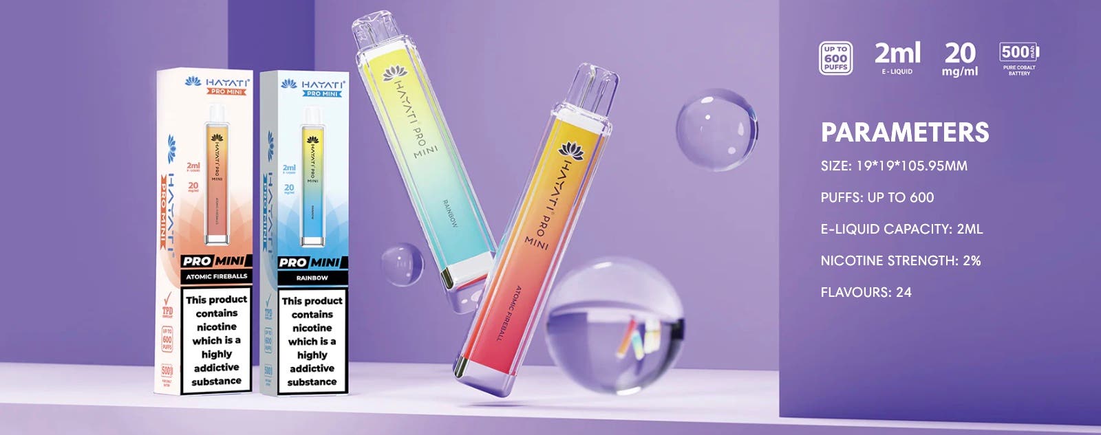 Hayati Pro Mini Disposable Vape Kit - Specifications