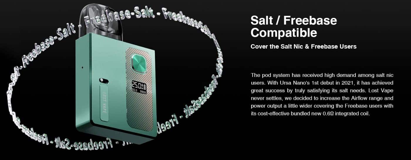 Lost Vape Ursa Baby Pro Pod Vape Kit - Salt and Freebase compatibility