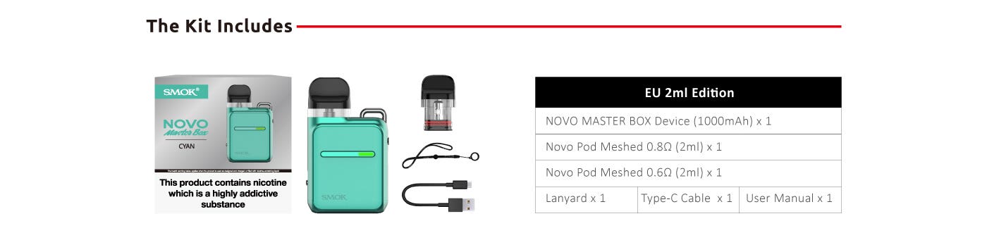 Smok Novo Master Box Pod Vape Kit - What's in the box?