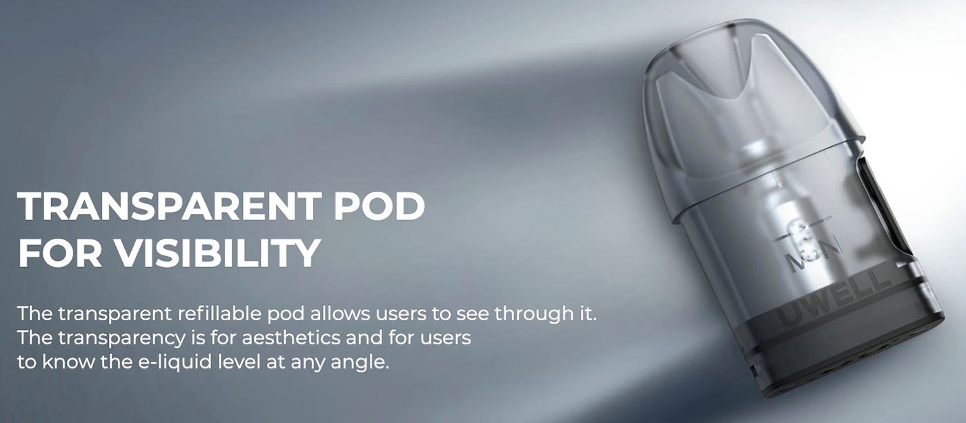 Caliburn A2, AK2 and A2S 1.2 ohm pods - transparent pod for visibility