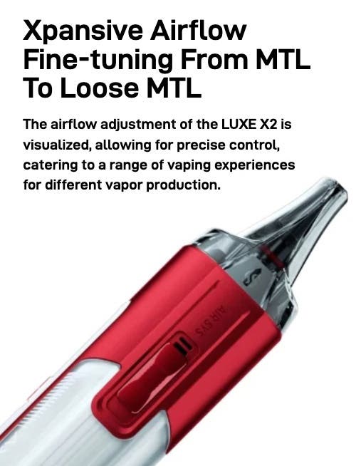 Vaporesso Luxe X2 Pod Vaping Kit - Expansive airflow to fine-tune your MTL setup